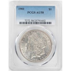 1901 $1 Morgan Silver Dollar Coin PCGS AU58