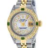 Image 1 : Rolex Ladies Two Tone 14K MOP String Diamond & Emerald Datejust Wristwatch