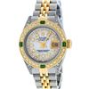 Image 2 : Rolex Ladies Two Tone 14K MOP String Diamond & Emerald Datejust Wristwatch