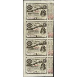 Uncut Sheet of (4) State of Louisiana Baby Bond Obsolete Notes