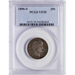 1896-S Barber Quarter Coin PCGS VF35