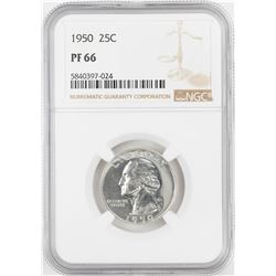 1950 Proof Washington Quarter Coin NGC PF66