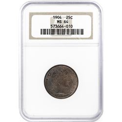 1904 Barber Quarter Coin NGC MS64
