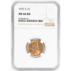 1937-S Lincoln Wheat Cent Coin NGC MS66RD