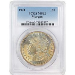 1921 $1 Morgan Silver Dollar Coin PCGS MS62 Nice Toning