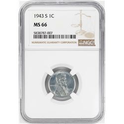 1943-S Steel Lincoln Wheat Cent Coin NGC MS66