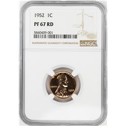 1952 Proof Lincoln Wheat Cent Coin NGC PF67RD