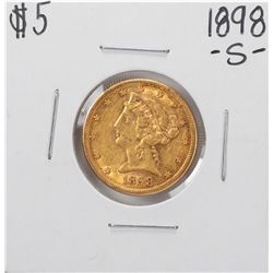 1898-S $5 Liberty Head Half Eagle Gold Coin