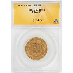 1830-A France 40 Francs Gold Coin ANACS XF45