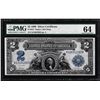 Image 1 : 1899 $2 Mini-Porthole Silver Certificate Note Fr.253 PMG Choice Uncirculated 64