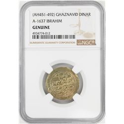 AH451-492 Ghaznavid Dinar A-1637 Ibrahim Gold Coin NGC Genuine