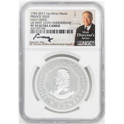 1792-2017 Half Disme 1 oz. Silver Medal NGC PF70 W/Edmund C. Moy Signature