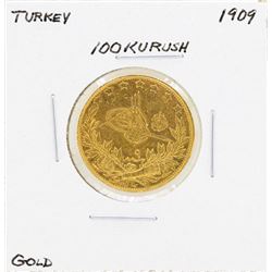 1909 Turkey 100 Kurush Gold Coin