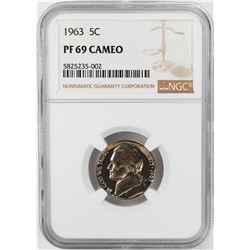 1963 Proof Jefferson Nickel Coin NGC PF69 Cameo