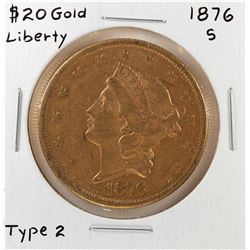 1876-S $20 Liberty Head Double Eagle Gold Coin