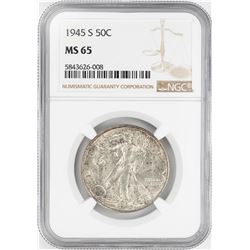 1945-S Franklin Half Dollar Coin NGC MS65