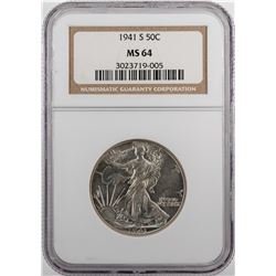 1941-S Walking Liberty Half Dollar Coin NGC MS64