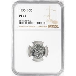 1950 Proof Roosevelt Dime Coin NGC PF67