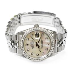 Rolex Datejust Stainless Steel 36mm MOP Diamond Dial Watch