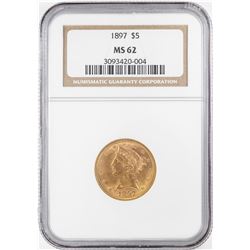 1897 $5 Liberty Head Half Eagle Gold Coin NGC MS62