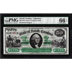 1872 $50 State of South Carolina Revenue Bond Obsolete Note PMG Gem Uncirculated 66EPQ