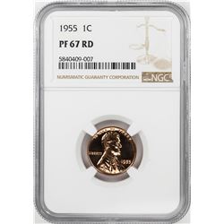 1955 Proof Lincoln Wheat Cent Coin NGC PF67RD