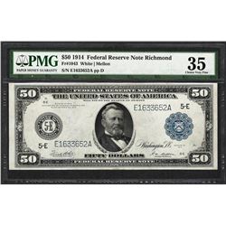 1914 $50 Federal Reserve Bank Note Richmond Fr.1043 PMG Very Fine 35