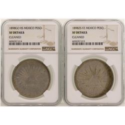 Lot of (2) 1898 Mexico Pesos Silver Coins NGC Graded XF Details