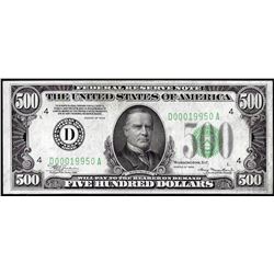 1934 $500 Federal Reserve Note Cleveland