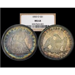 1850-O $1 Seated Liberty Dollar Coin NGC MS64 Finest Known