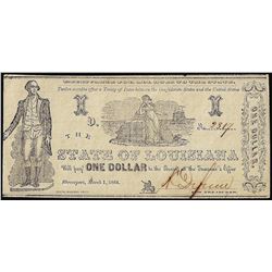 1864 $1 State of Louisiana Obsolete Note