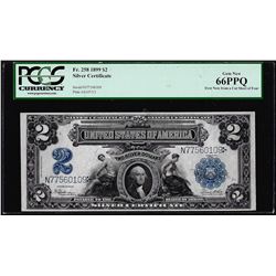 1899 $2 Mini-Porthole Silver Certificate Note Fr.258 PCGS Gem New 66PPQ