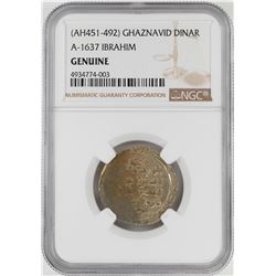 AH451-492 Ghaznavid Dinar A-1637 Ibrahim Gold Coin NGC Genuine