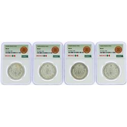 Lot of (4) 1943M Mexico Peso Silver Coins NGC MS64