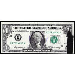 1969B $1 Federal Reserve Note Dallas Ink Smear ERROR