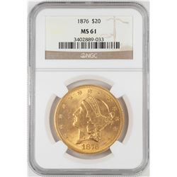 1876 $20 Liberty Head Double Eagle Gold Coin NGC MS61