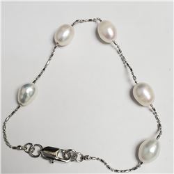 SILVER FRESH WATER PEARL BRACELET