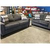 Image 1 : SIGNATURE DESIGN BY ASHLEY DARK GREY UPHOLSTERED SOFA (7' X 37.5") & LOVE SEAT SET (63" X 37.5")