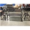Image 1 : CAST ALUMINUM BENCH (APPROX 41" X 14.5" X 34") WITH 2 MATCHING CAST ALUMINUM CAFE STYLE CHAIRS