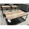 Image 1 : PARAMOUNT BROWN WOODGRAIN COFFEE TABLE WITH 2 END TABLES (1 END TABLE HAS SCREW HOLES IN TOP)