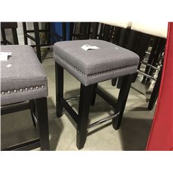 DARK GREY UPHOLSTERED WITH SILVER ACCENT BAR STOOL (APPROX 24")