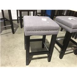 DARK GREY UPHOLSTERED WITH SILVER ACCENT BAR STOOL (APPROX 24")
