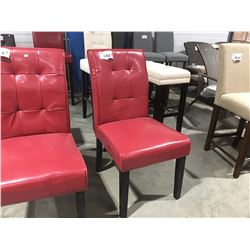 RED LEATHER UPHOLSTERED ACCENT CHAIR