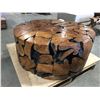 Image 3 : UNIQUE ROUND TEAK TABLE (APPROX 43" DIAMETER) - MSRP $2666