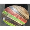 Image 2 : ROUND WOOD AND METAL DRUM TYPE TABLE (APPROX 35" DIAMETER & 14" HIGH)