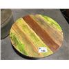 Image 2 : ROUND WOOD AND METAL DRUM TYPE TABLE (APPROX 28" DIAMETER & 14" HIGH)