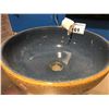 Image 2 : ROUND CERAMIC SINK BASIN - BLUE AND LIGHT BROWN WITH PAISLEY TYPE, PATTERN ON THE SIDES, APPROX 14"