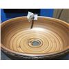 Image 2 : WOOD GRAIN CERAMIC SINK BASIN - COLOR RESEMBLES RINGS INSIDE A TREE, BASIN MEASURES APPROX 14"