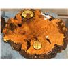 Image 2 : BURL CLOCK WITH BAROMETER AND BURL WITH MOUNTED HORNS (PIECES ARE APPROX 23" W ON CLOCK & APPROX