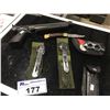 Image 1 : GROUP LOT- PELLET GUN, 2 X CUTLERY IN BELT HOLSTERS, 2 KNIVES IN HOLSTERS - AMERICAN CLASSIC PELLET